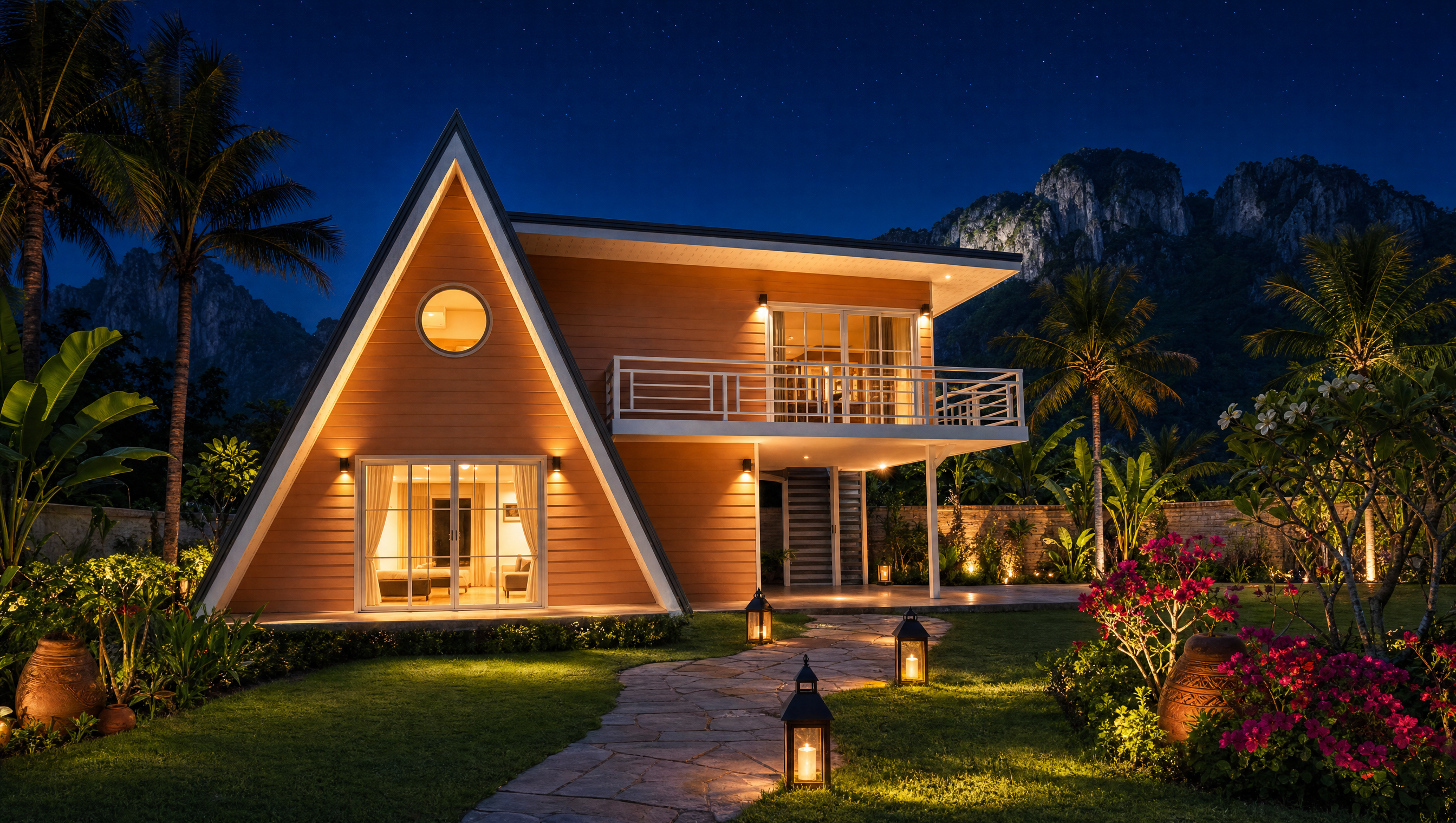 A-Frame bei Nacht